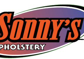 Sonny's Upholstery logo on black background